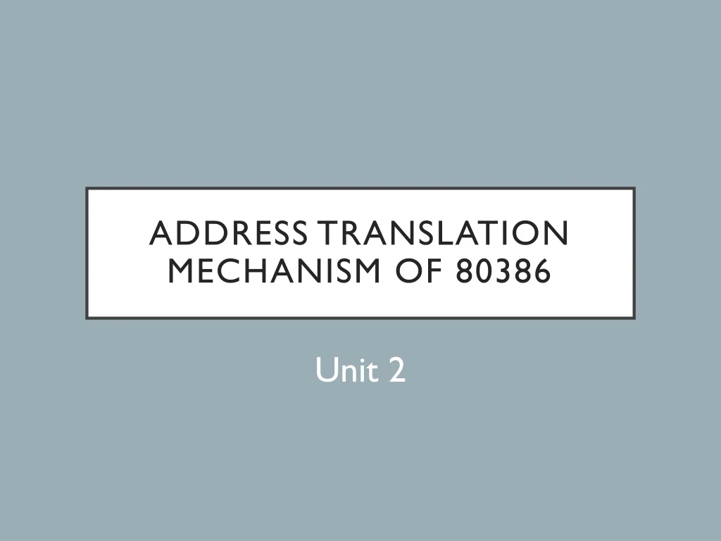 address translation mechanism of 80386