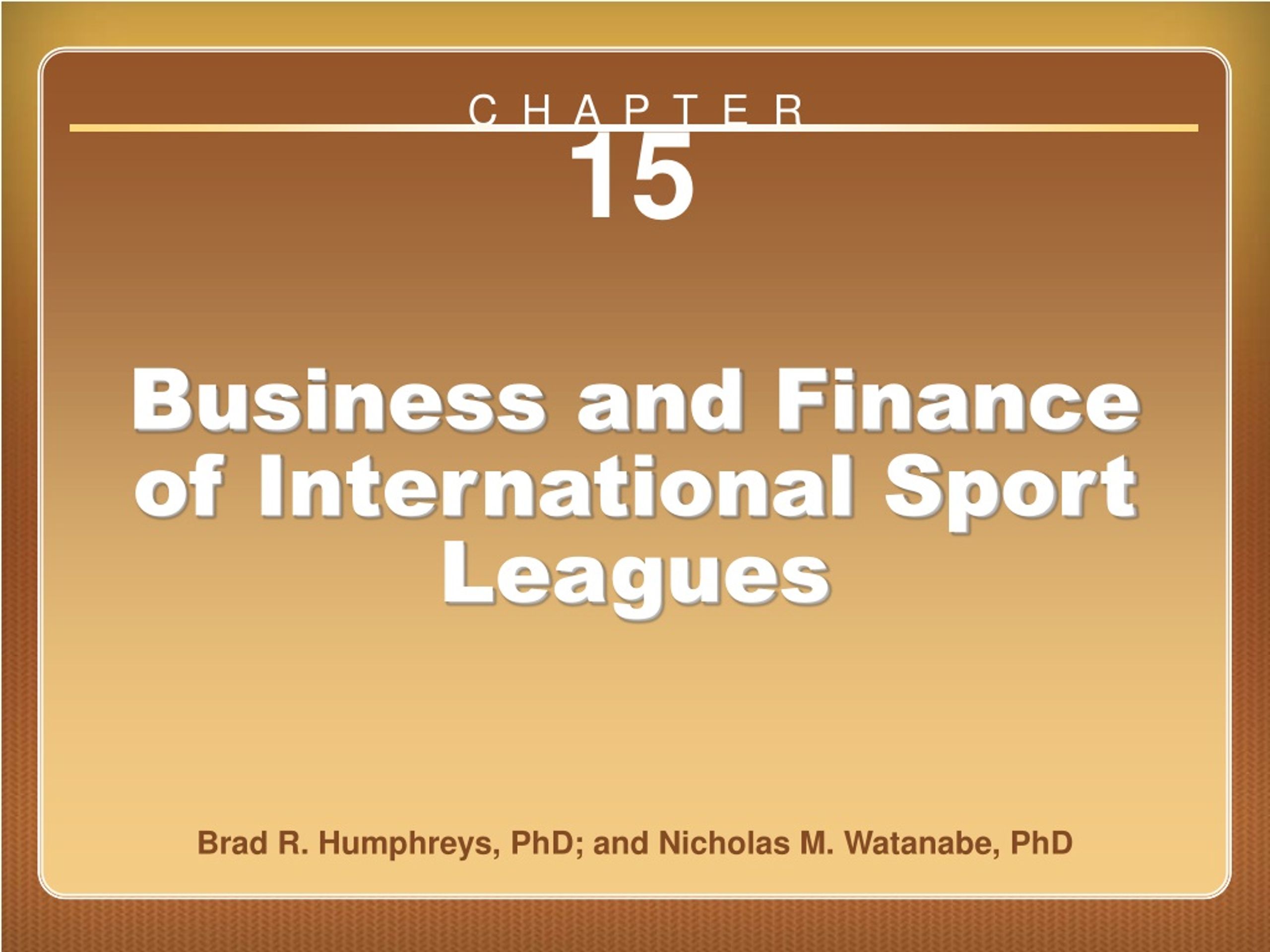 Comparative Business Models in International Sport Leagues - slide 1
