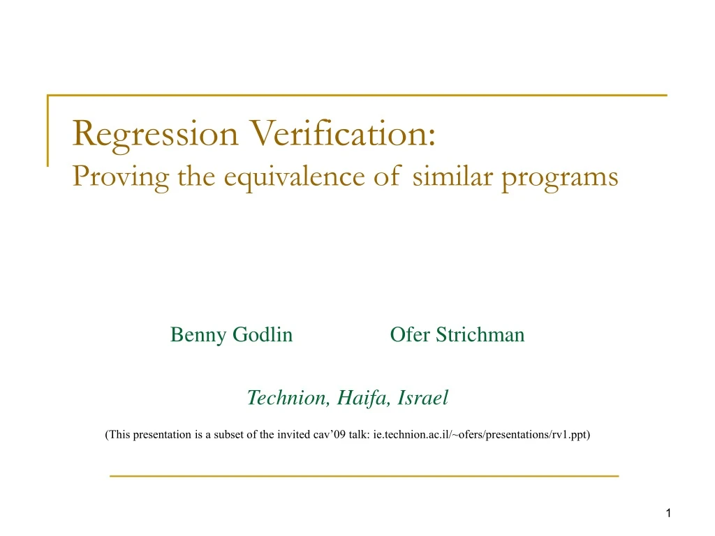 regression verification proving the equivalence of similar programs