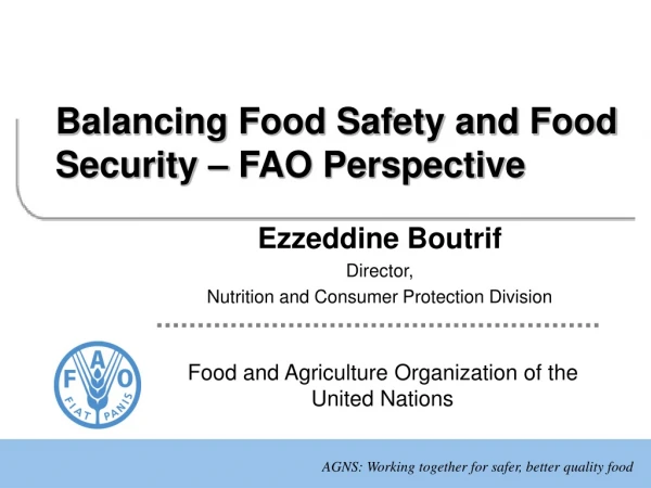 Balancing Food Safety and Food Security – FAO Perspective