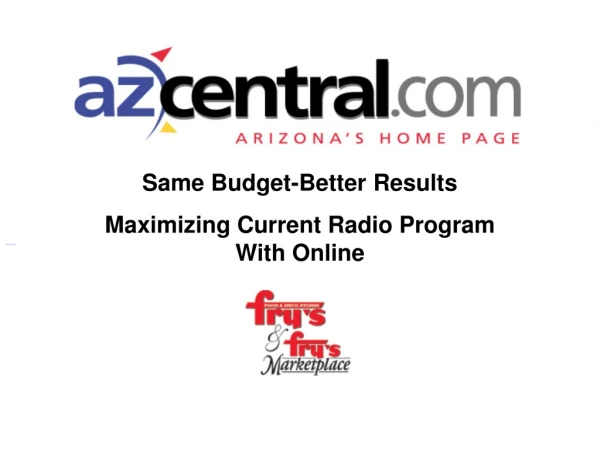 Same Budget-Better Results Maximizing Current Radio Program With Online