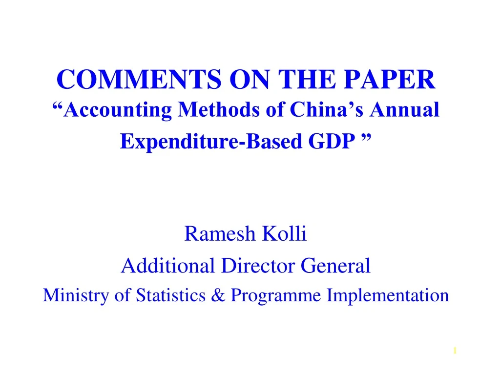 comments on the paper accounting methods of china s annual expenditure based gdp