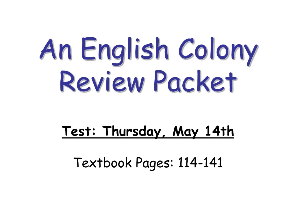 an english colony review packet