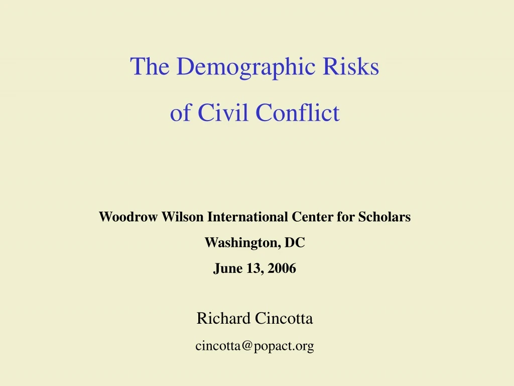 the demographic risks of civil conflict woodrow