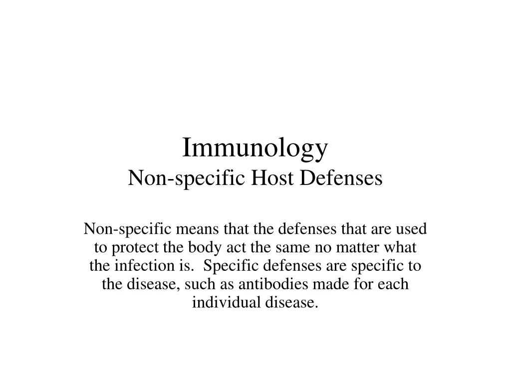 immunology non specific host defenses