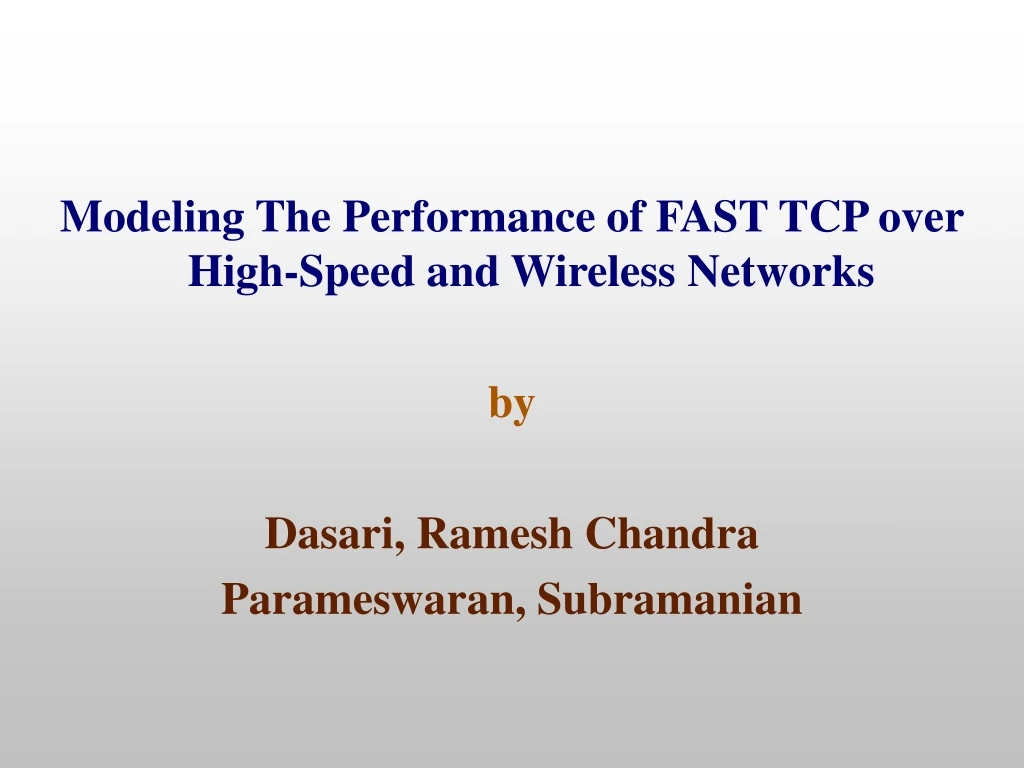 modeling the performance of fast tcp over high