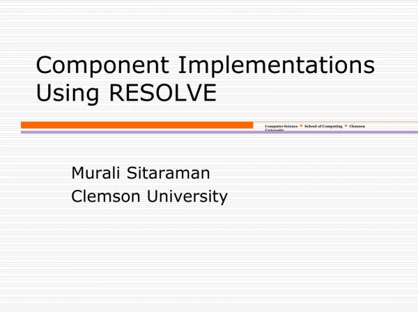 Component Implementations Using RESOLVE
