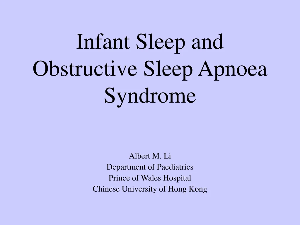 infant sleep and obstructive sleep apnoea syndrome