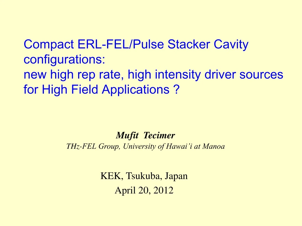 compact erl fel pulse stacker cavity