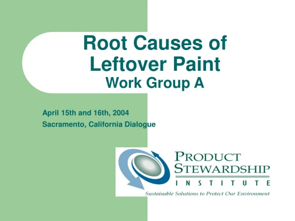 Root Causes of  Leftover Paint Work Group A