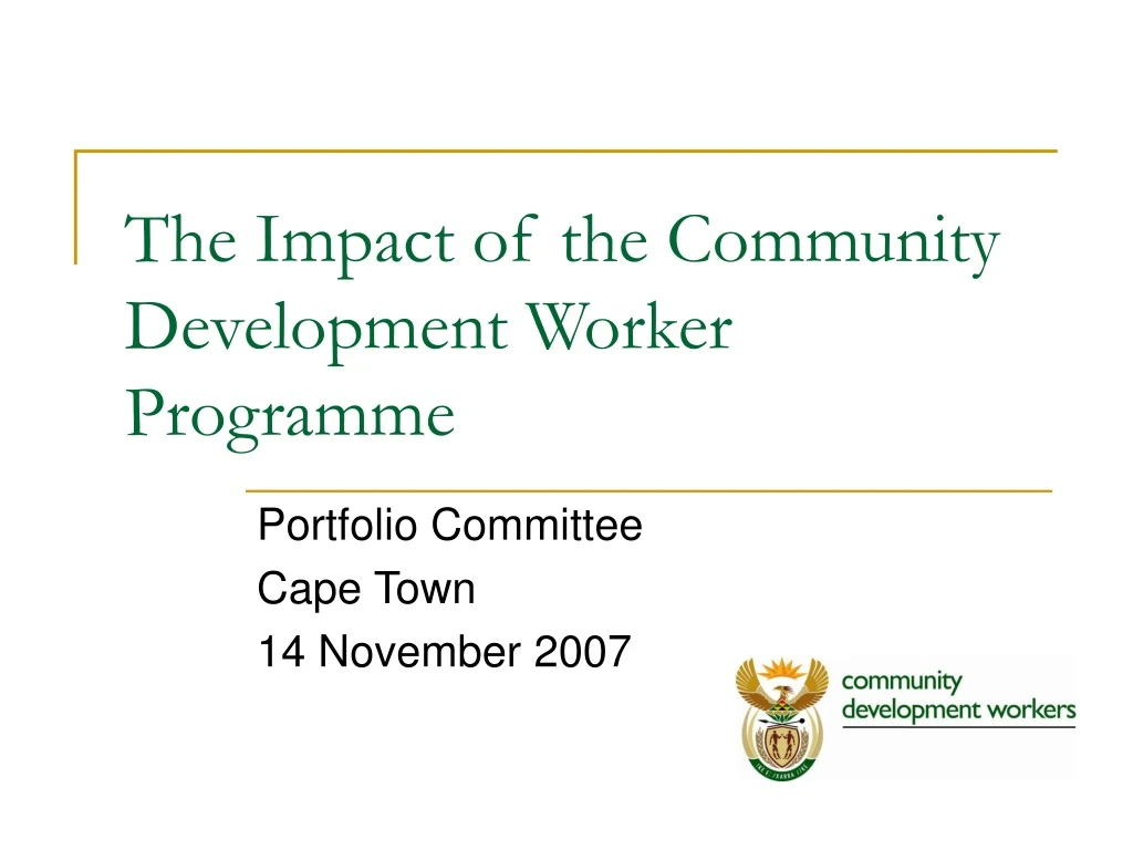 the impact of the community development worker programme