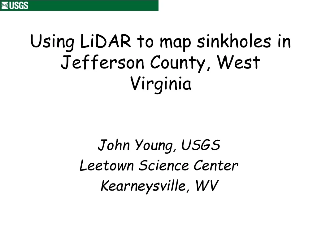 using lidar to map sinkholes in jefferson county west virginia