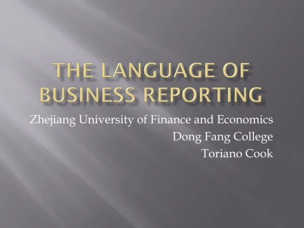 The Language of business Reporting