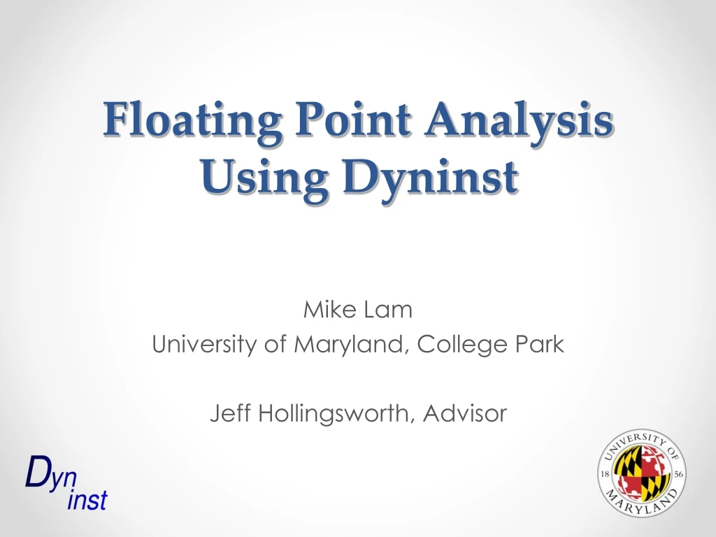 floating point analysis using dyninst