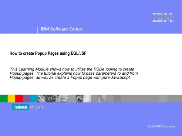 How to create Popup Pages using EGL/JSF
