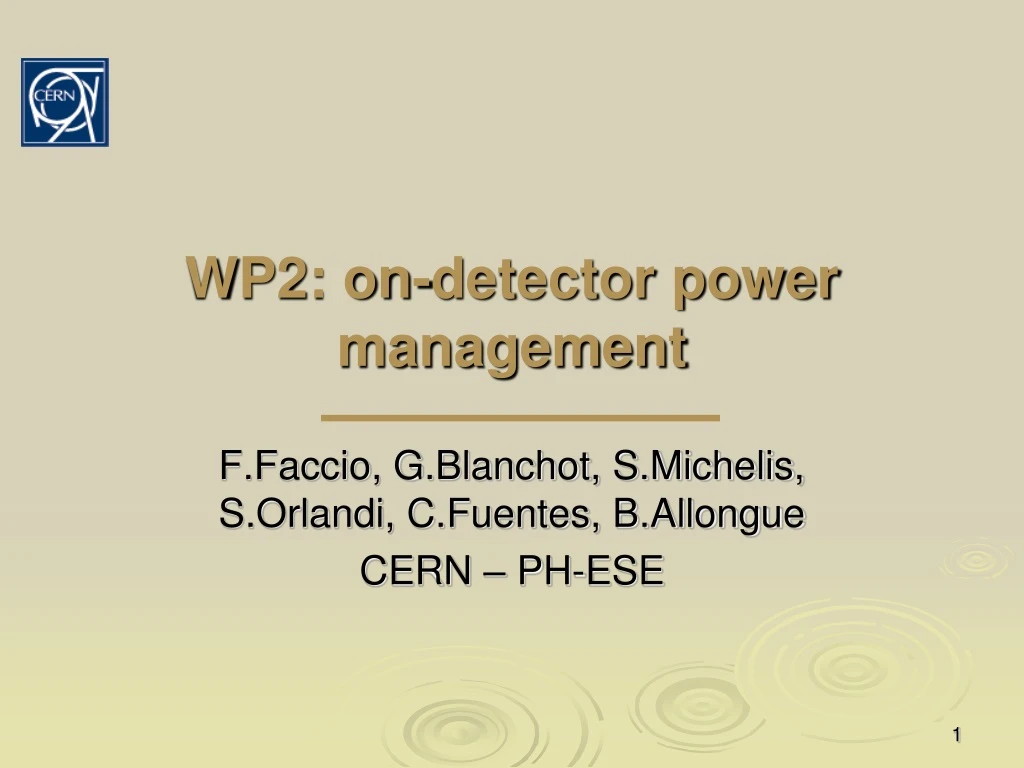 wp2 on detector power management