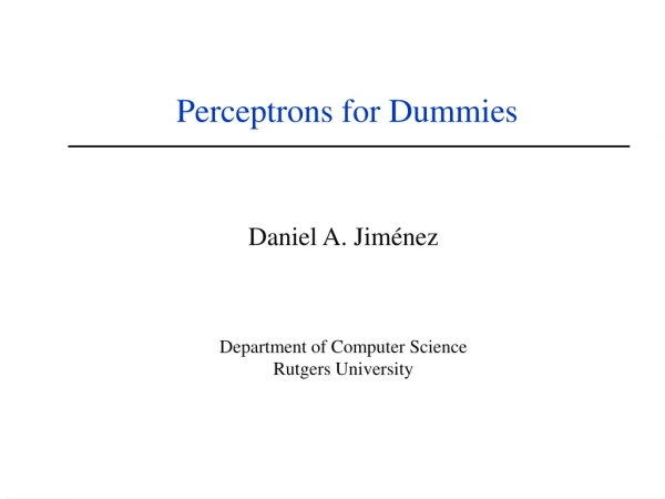 Perceptrons for Dummies