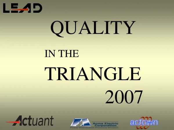 QUALITY  IN THE TRIANGLE               2007
