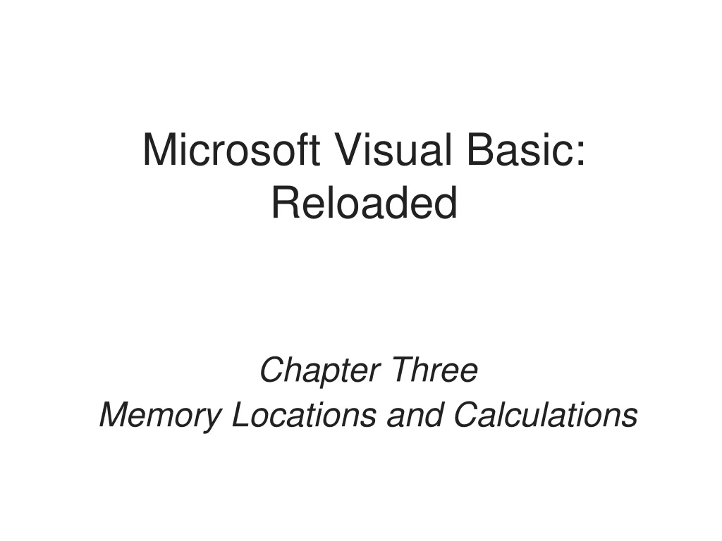 microsoft visual basic reloaded