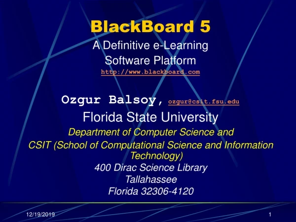 BlackBoard 5 A Definitive e-Learning  Software Platform blackboard