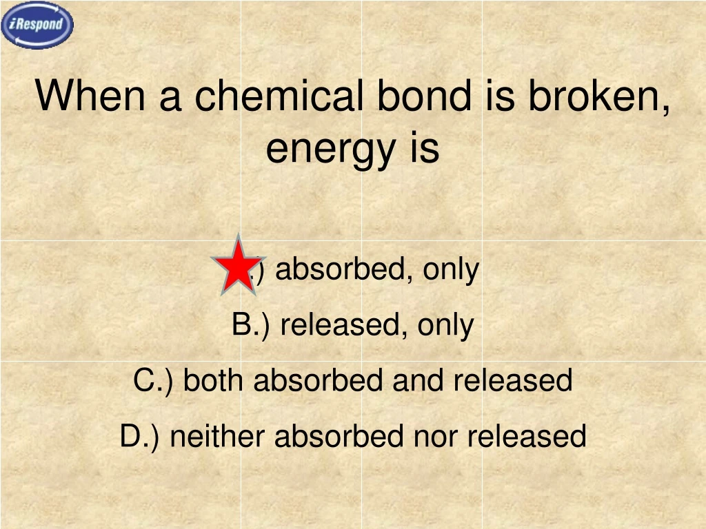 when a chemical bond is broken energy is