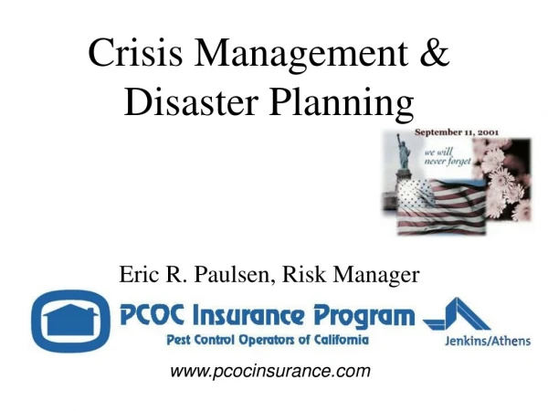 Crisis Management &amp;  Disaster Planning