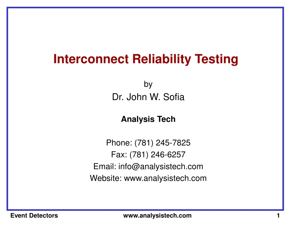 interconnect reliability testing