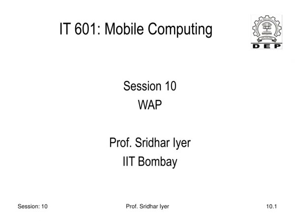 IT 601: Mobile Computing