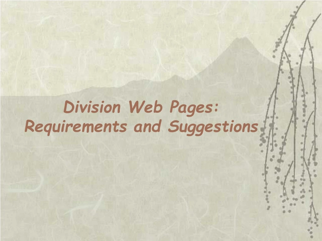 division web pages requirements and suggestions