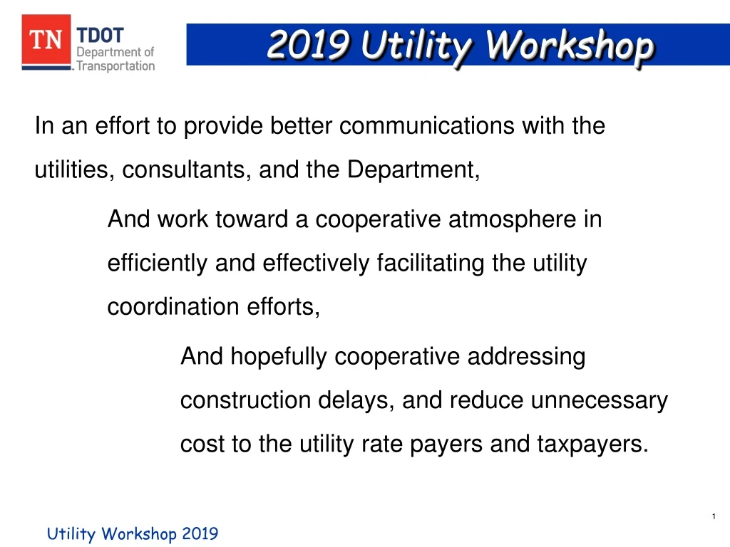 2019 utility workshop