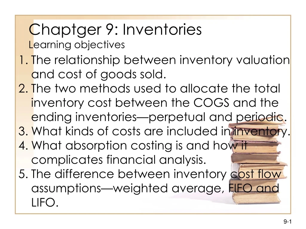 chaptger 9 inventories learning objectives