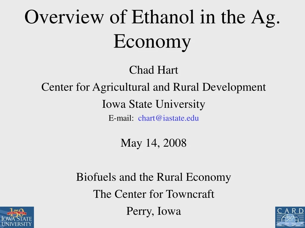 overview of ethanol in the ag economy