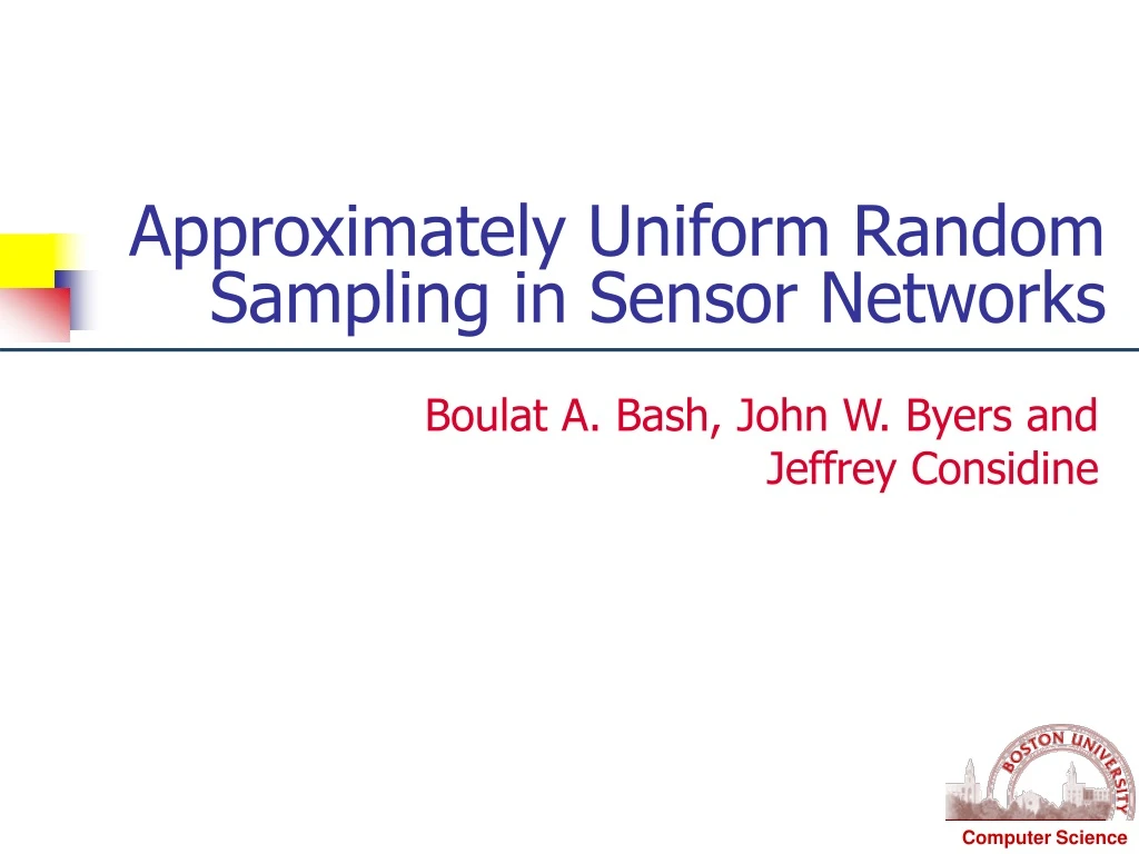 approximately uniform random sampling in sensor networks