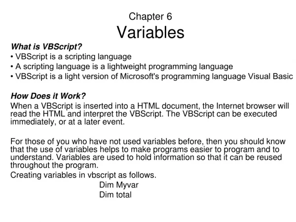 Chapter 6 Variables