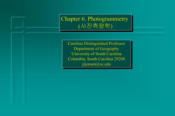 Carolina Distinguished Professor Department of Geography University of South Carolina