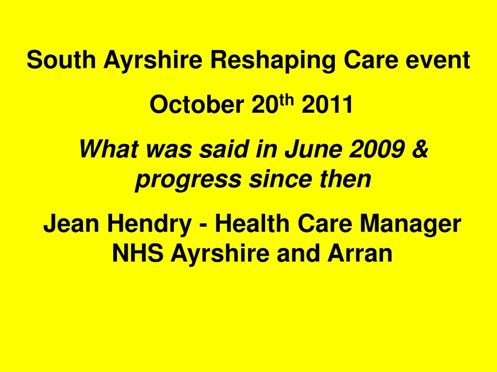 south ayrshire reshaping care event october