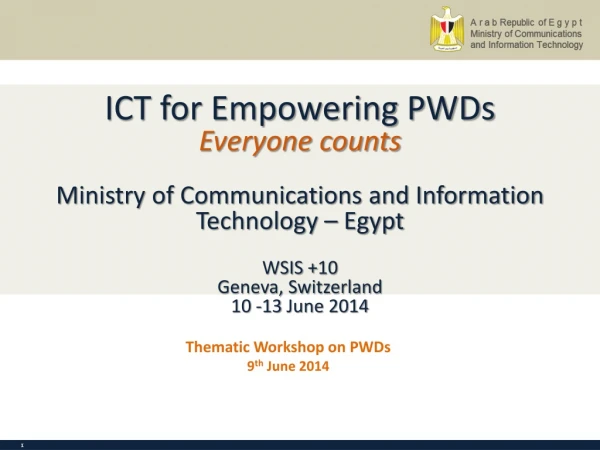 Thematic Workshop on PWDs 9 th  June 2014