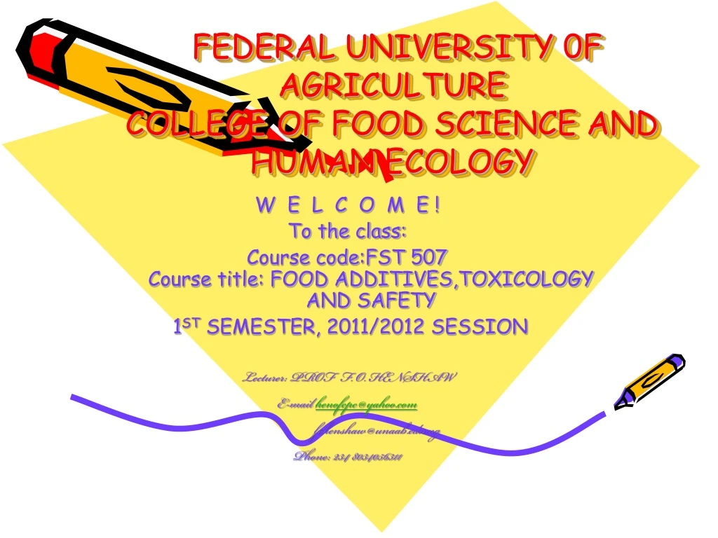 federal university 0f agriculture college of food science and human ecology