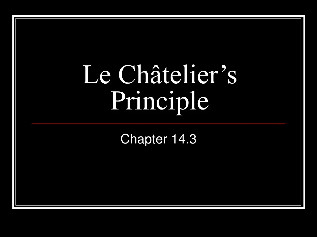 le ch telier s principle