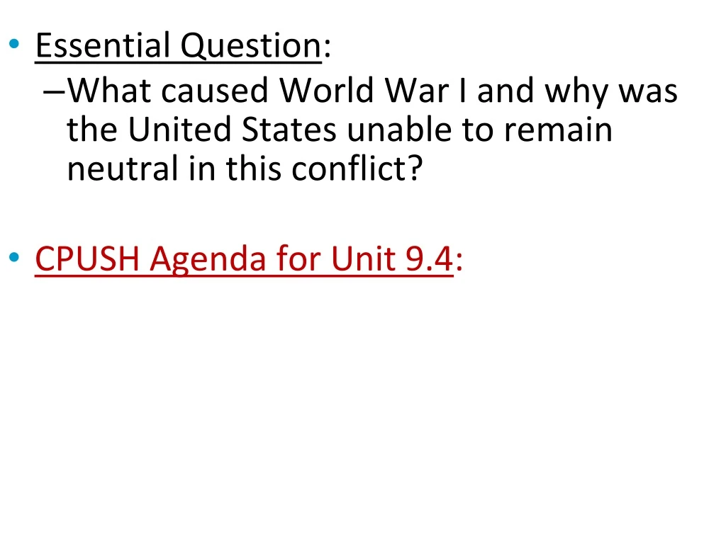 essential question what caused world