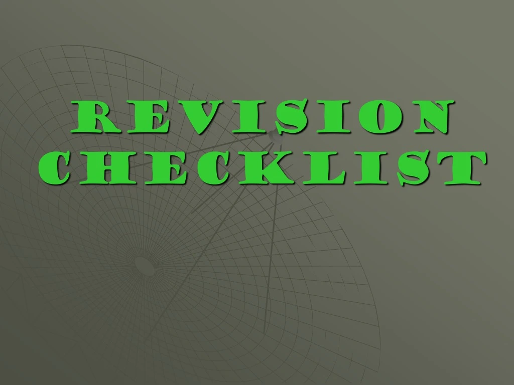 revision checklist