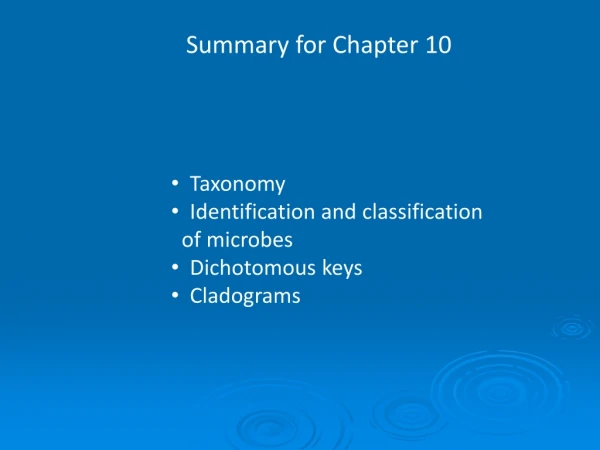 Summary for Chapter 10