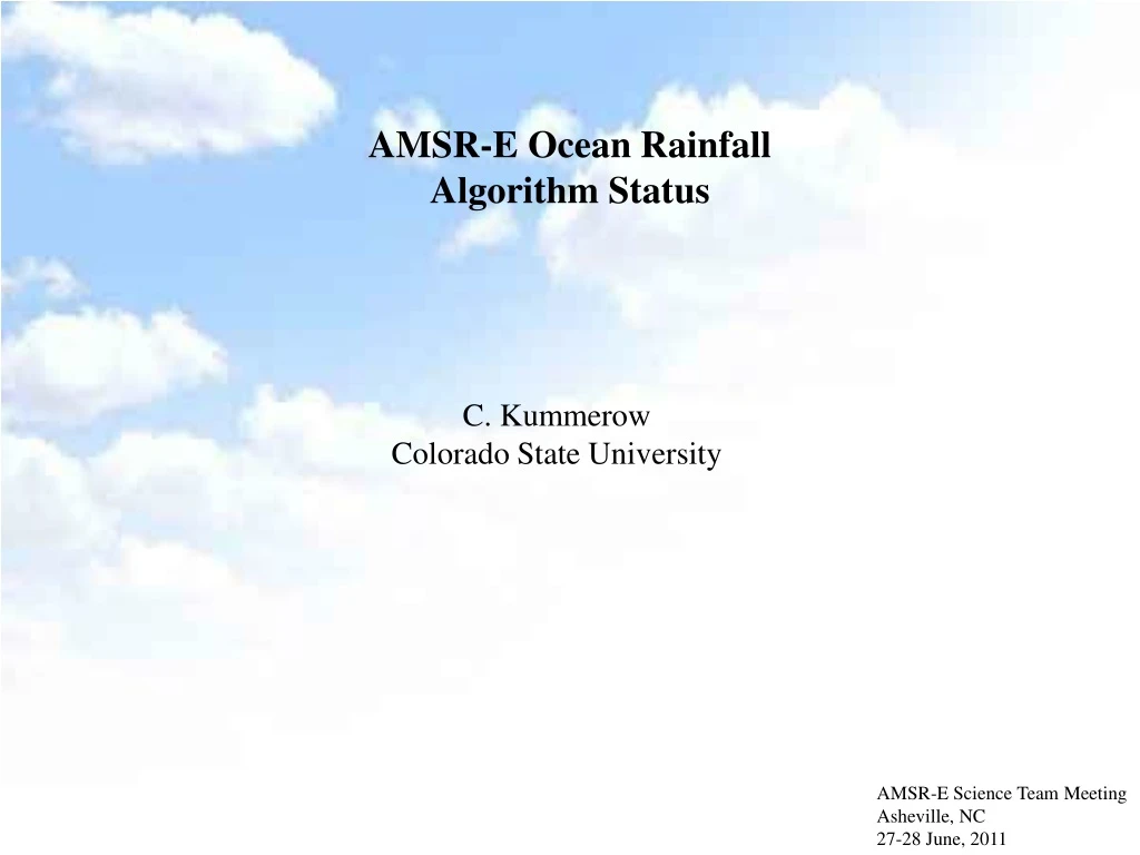 amsr e ocean rainfall algorithm status