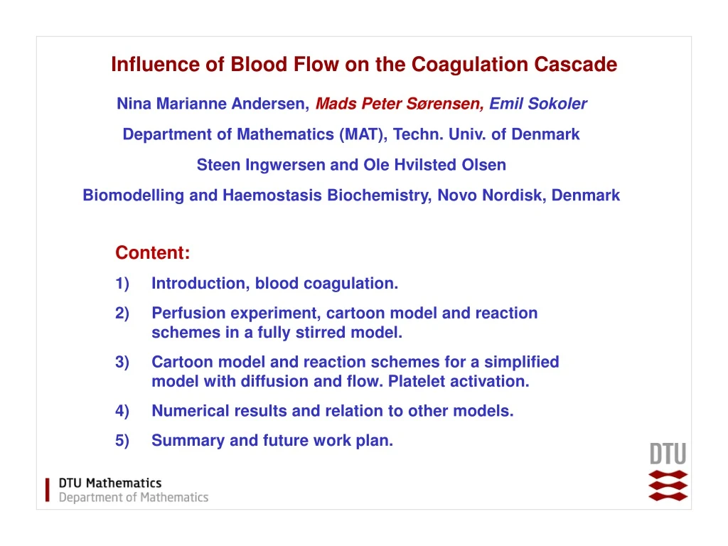 influence of blood flow on the coagulation cascade