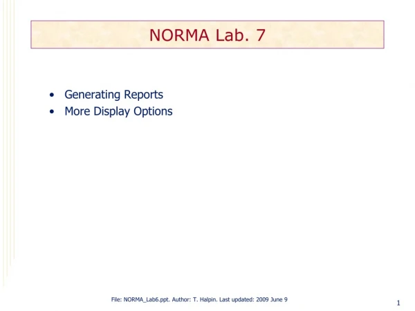 NORMA Lab. 7