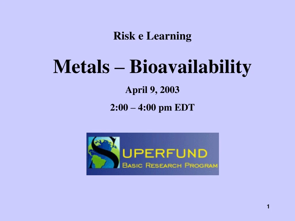 risk e learning metals bioavailability april