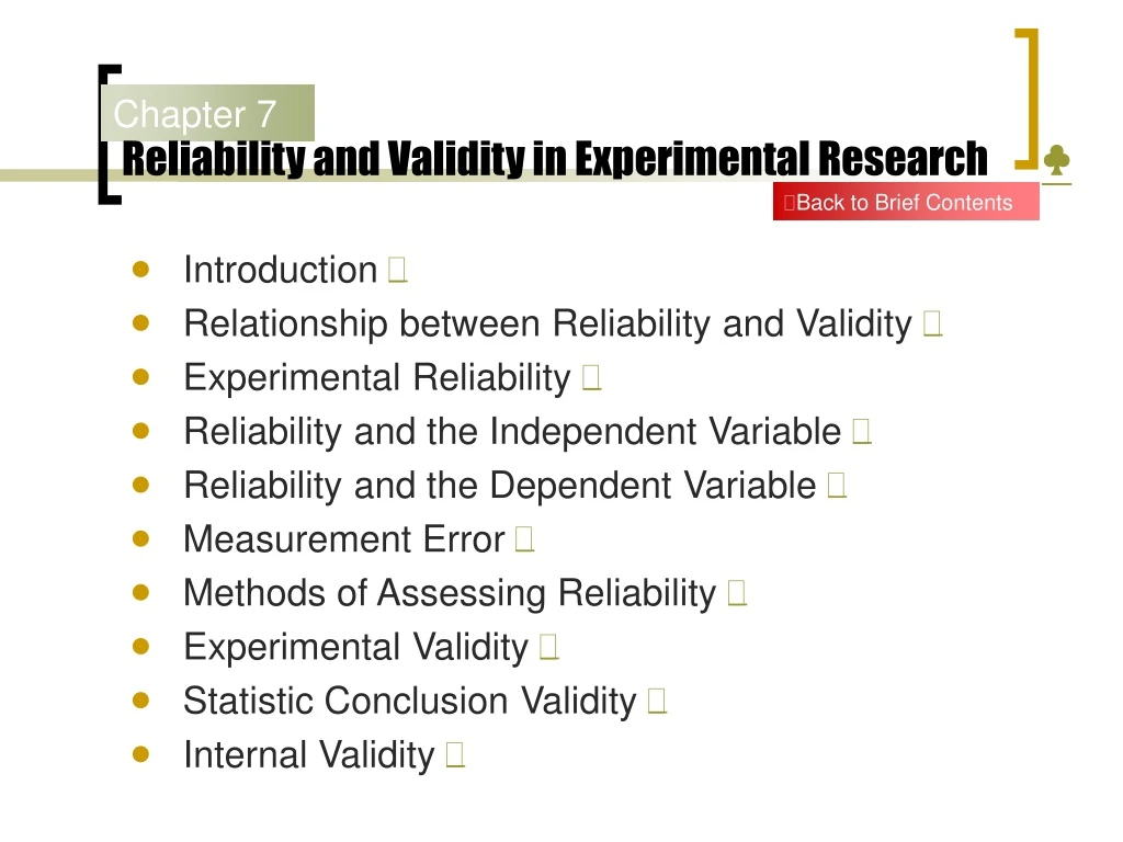 reliability and validity in experimental research