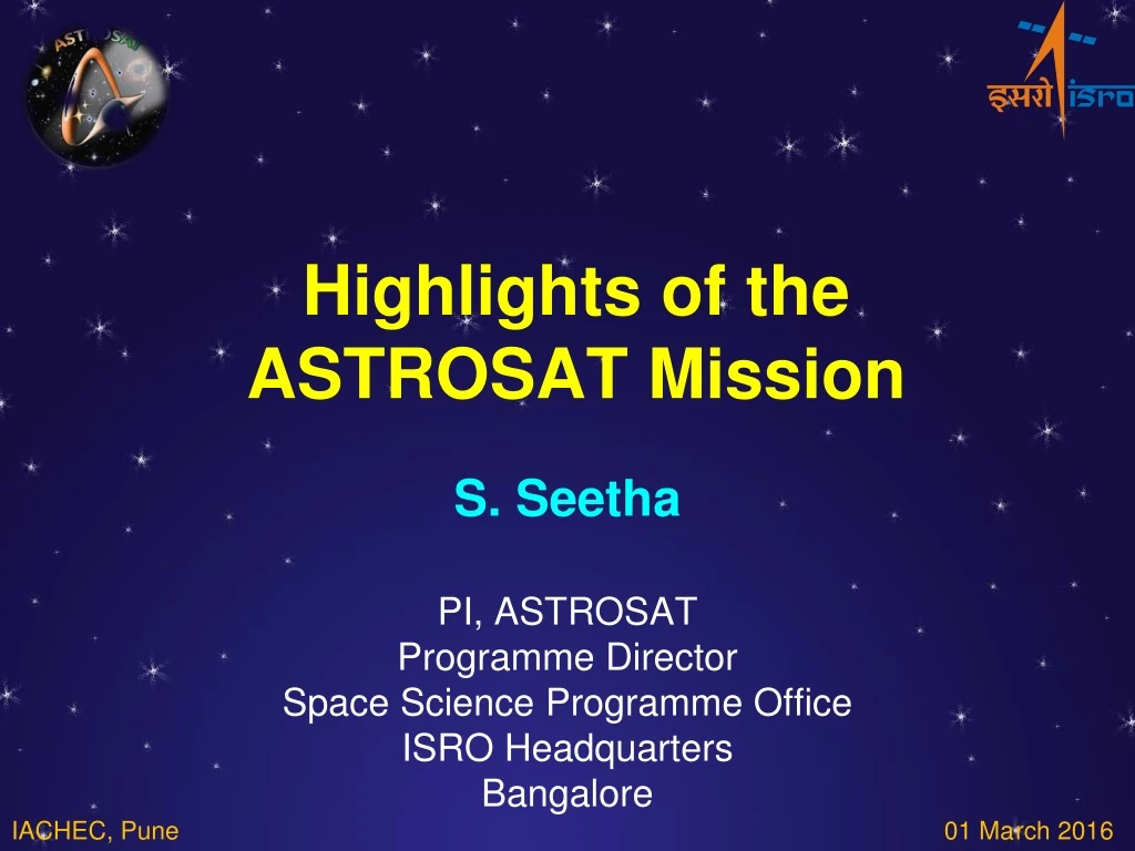 highlights of the astrosat mission