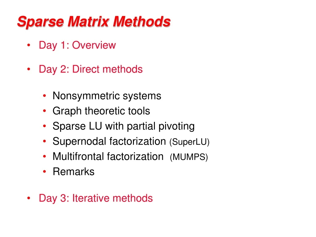 sparse matrix methods