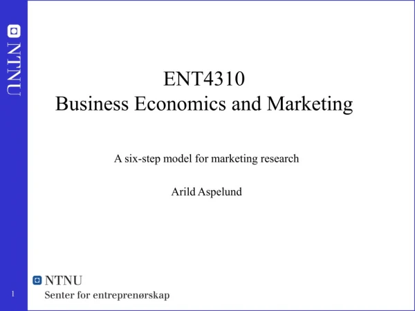 ENT4310 Business Economics and Marketing